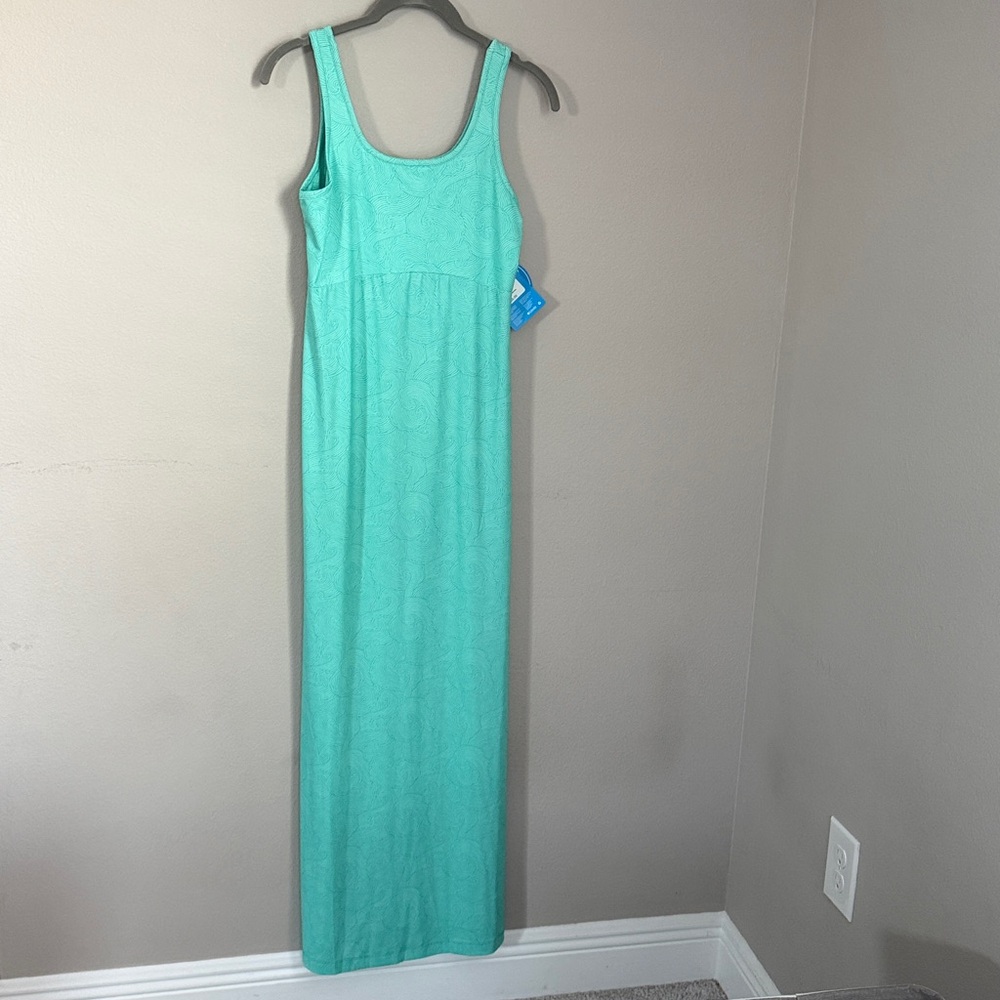 Columbia Turquoise Patterned Sleeveless Maxi Dress NWT